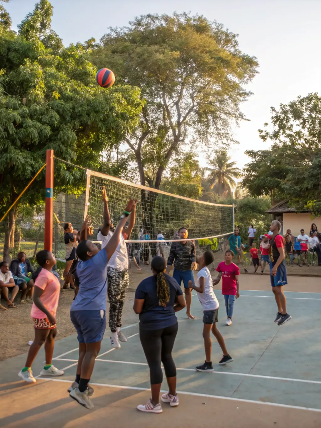 An inclusive image of people with disabilities participating in a volleyball activity at LOUVIERS ARCHE VOLLEY BALL, highlighting accessibility and community involvement.